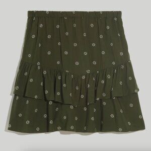 Madewell - Pull-On Ruffle Tiered Mini Skirt in Dot Daisies - Dark Forest- Size M